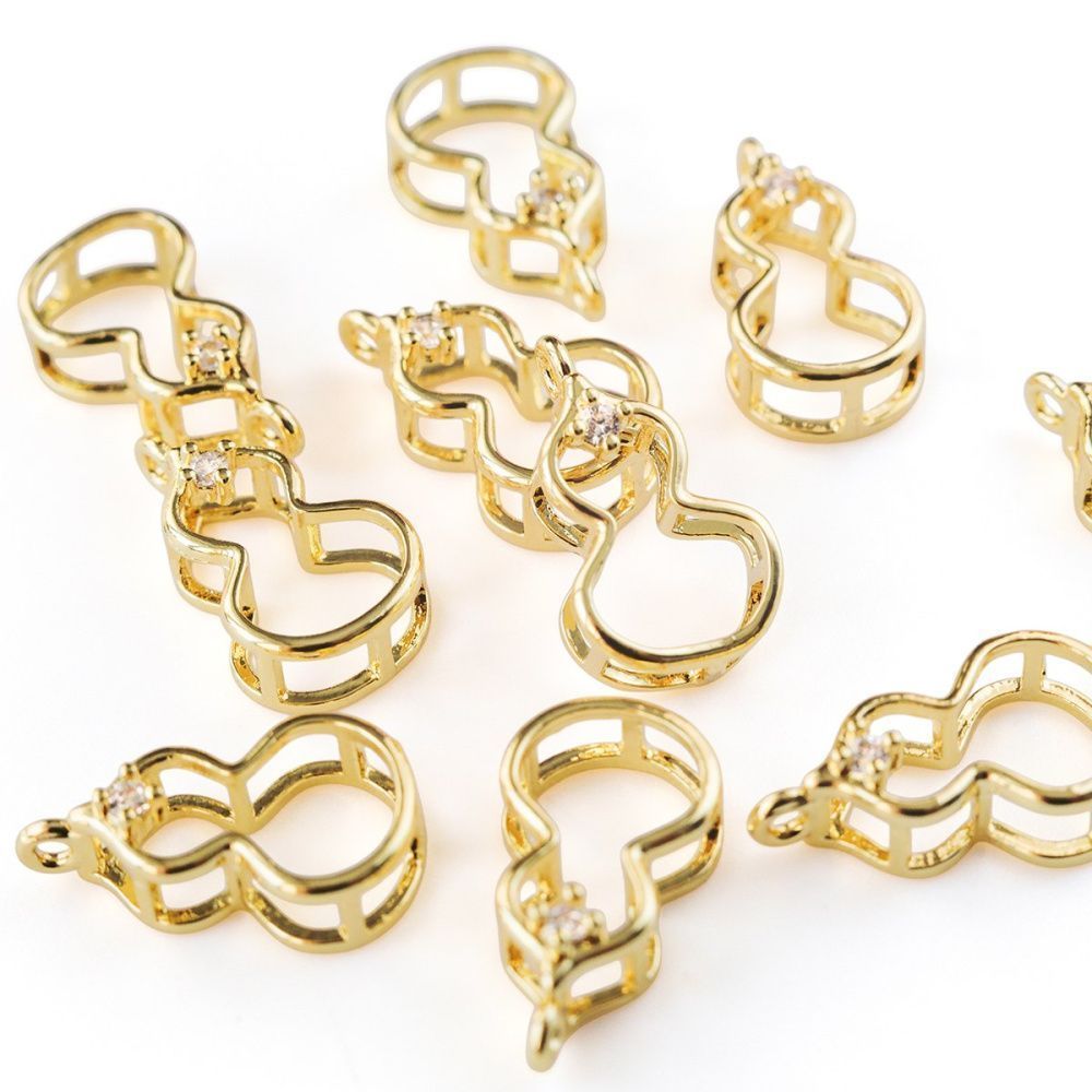 подвеска металл "матрешка", позолота/циркон, 17x9x5.5 мм