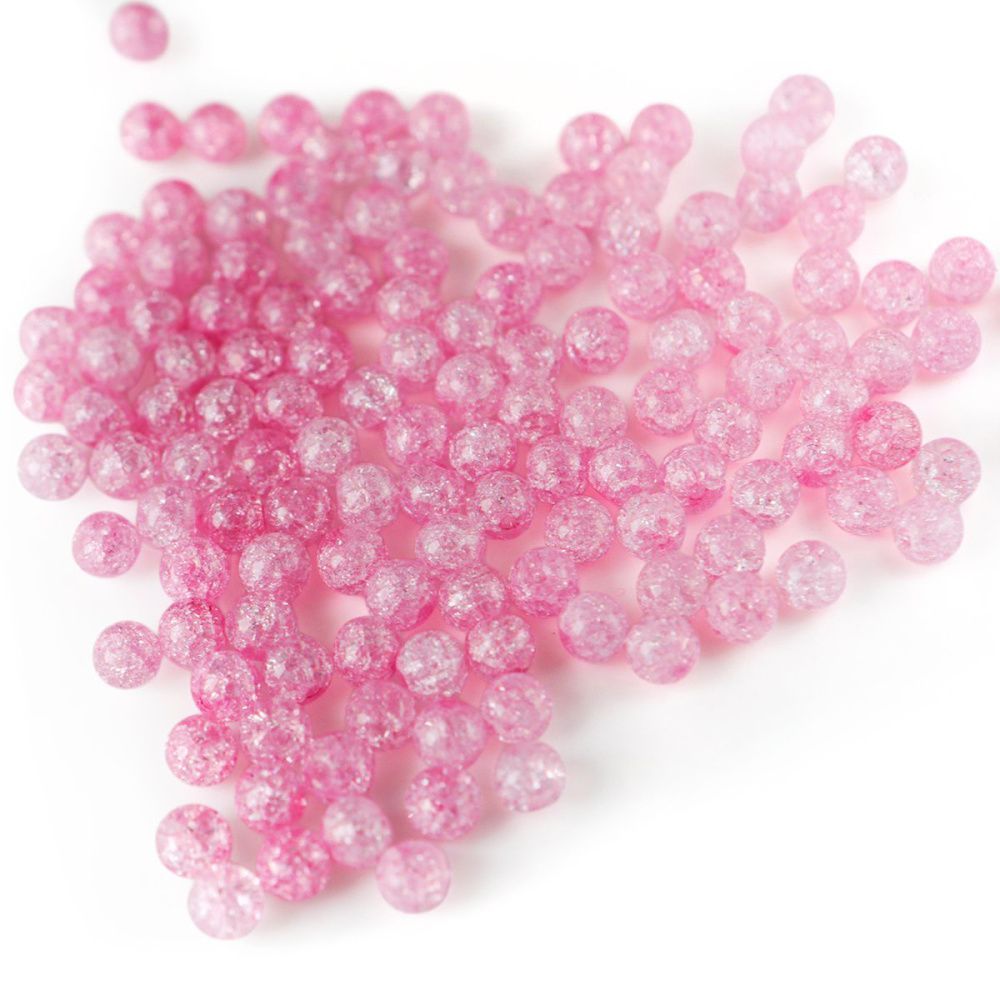 бусина, стекло "кракле", цвет теплый розовый, 6 мм