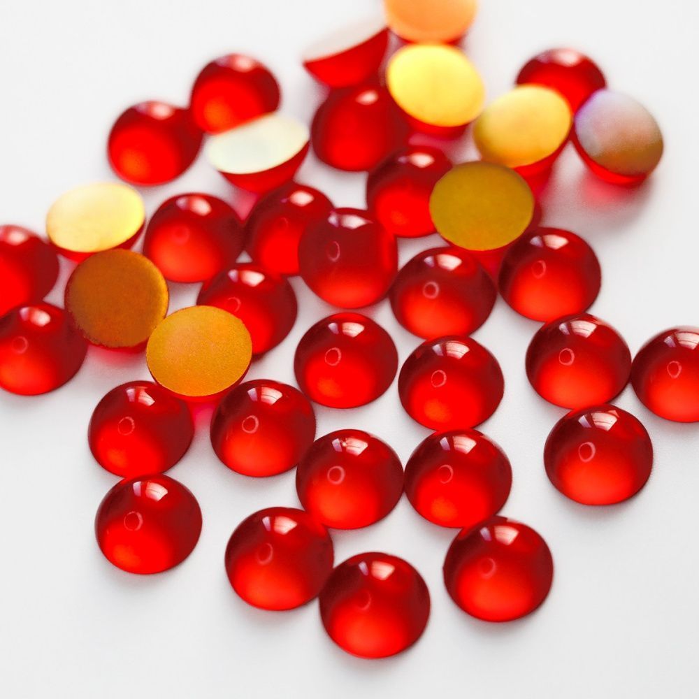 кабошон из смолы "джелли" круглый, цвет красный, 12x5.5 мм