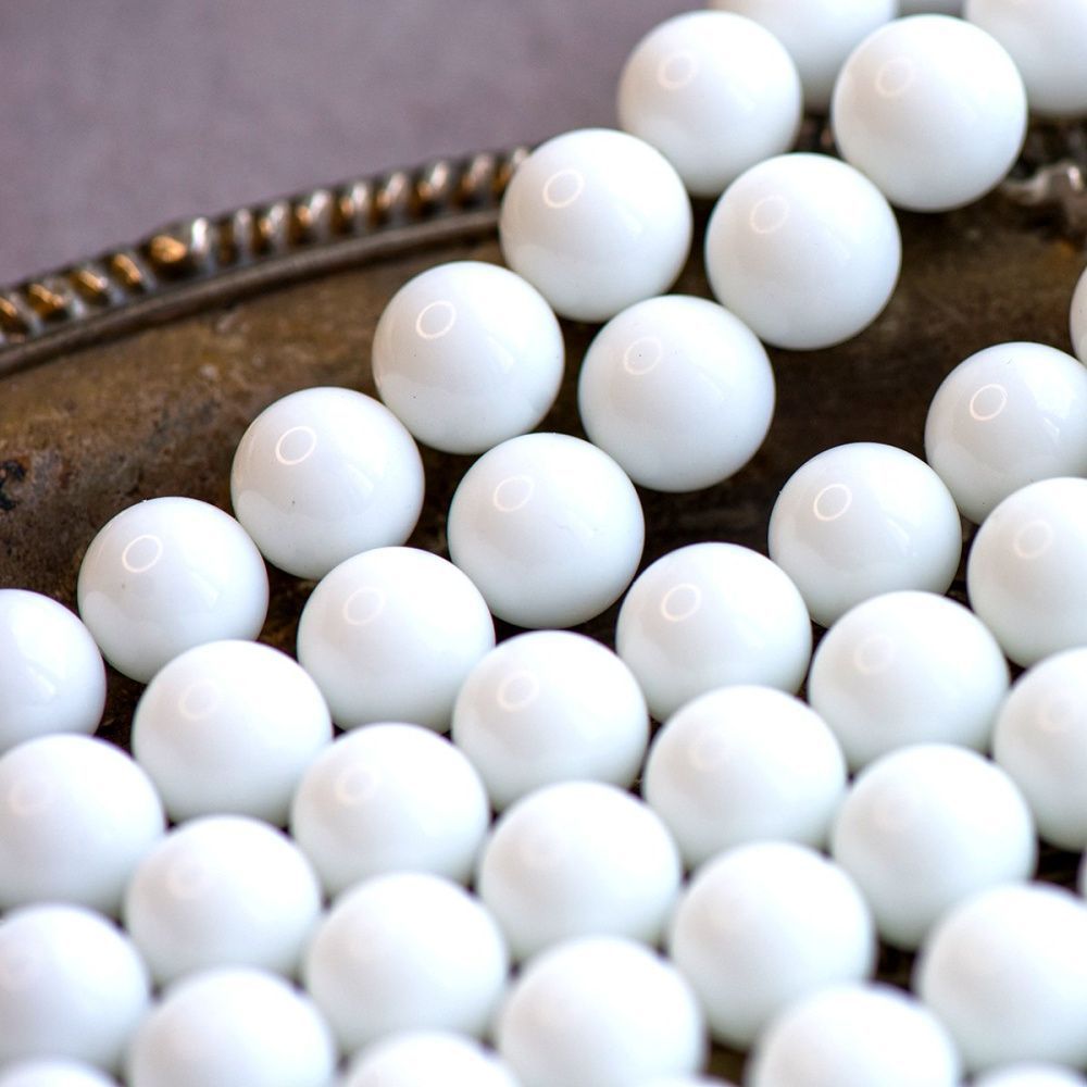 бусина, стекло 12, цвет белый, 12 мм