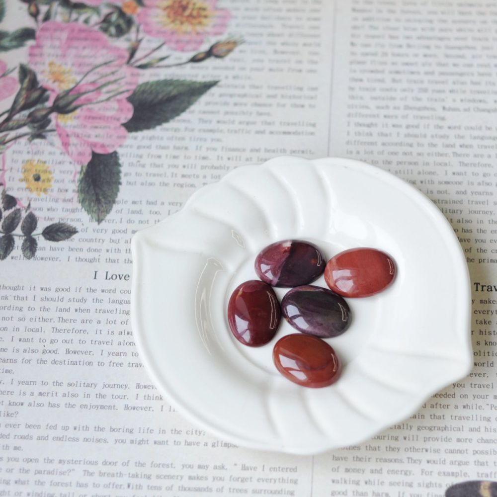 кабошон мукаит овальный, цвет натуральный, 30.5x22x6.5 мм