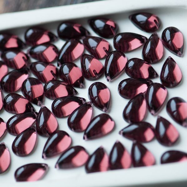 стразы пришивные "капля", акрил, цвет бордовый, 15х9х6 мм