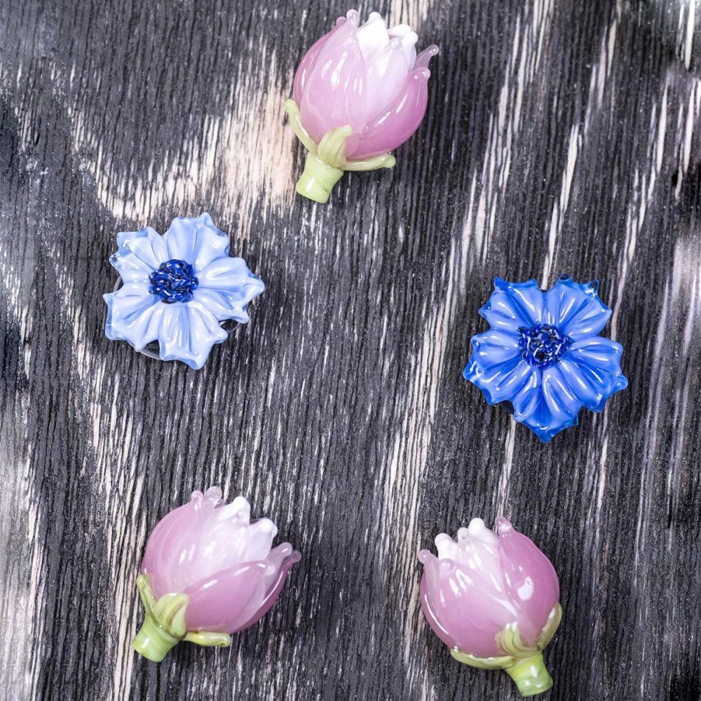 бусина, мурано "василек", фигурная, барвинковый, 20х9 мм