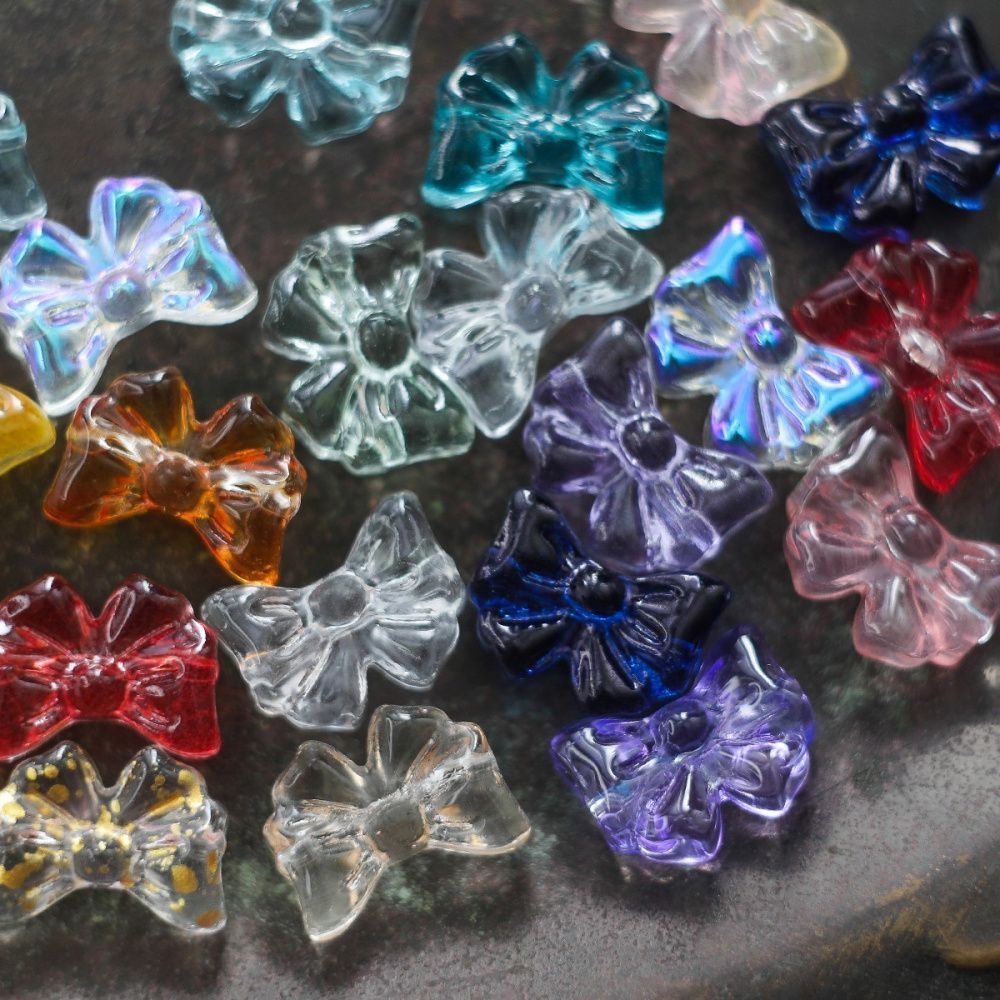 бусина "бант", стекло, цветовой микс, 14x10x5.5 мм