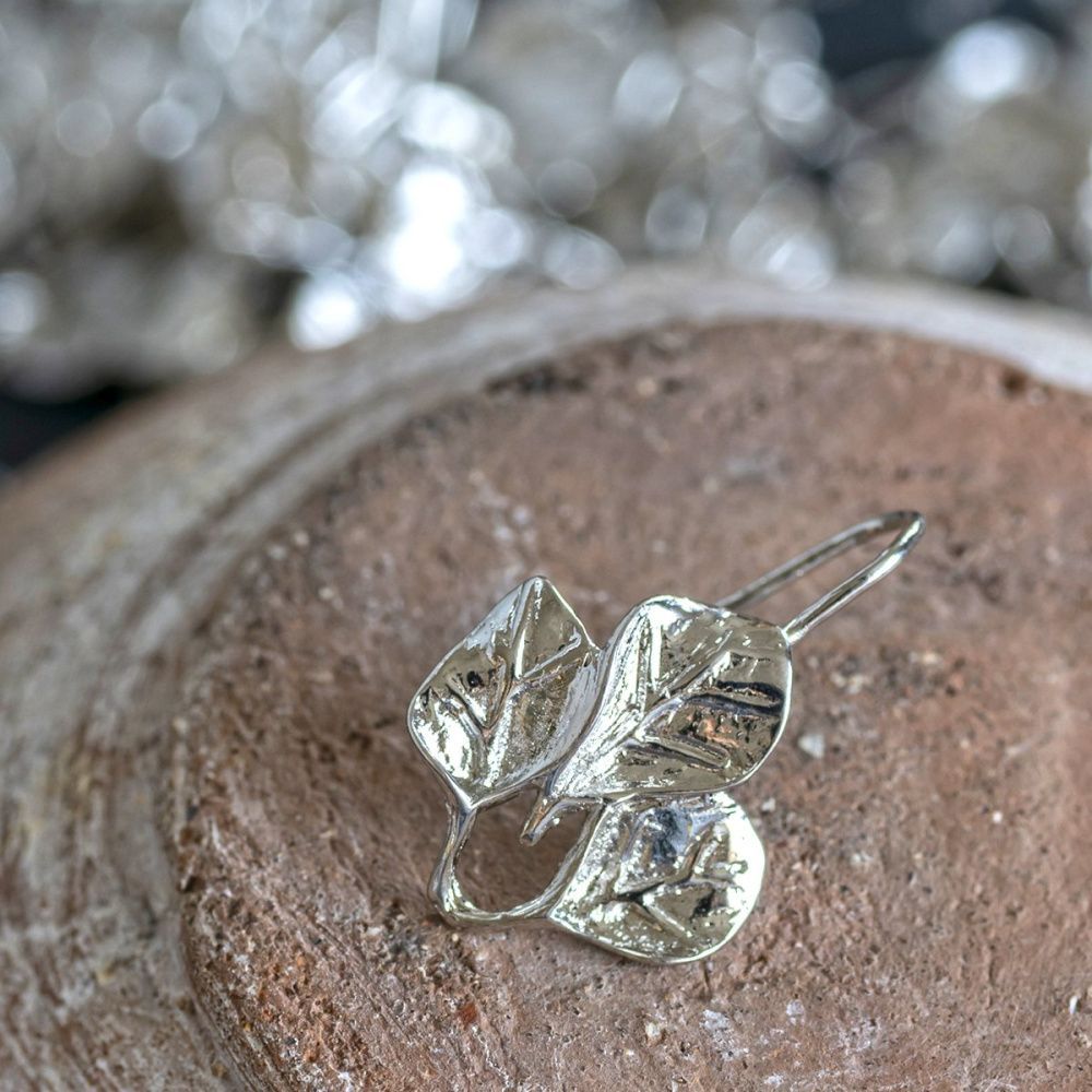 швензы "листва", цвет платина, 20x14.5x2 мм