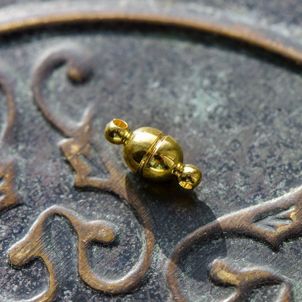 Замочки застежка магнитная "боб", цвет золото, 11x5 мм