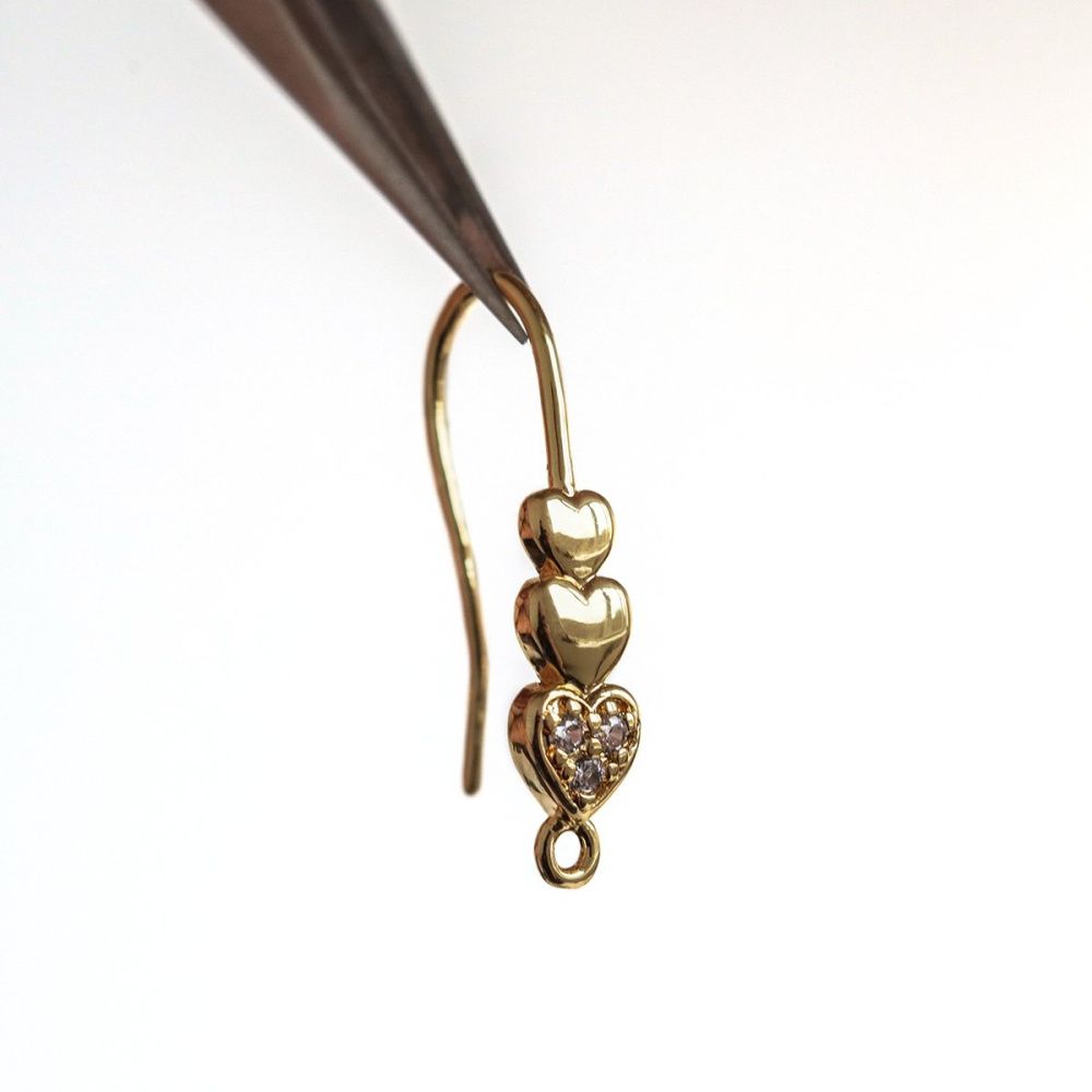 швензы "харти", с цирконием, цвет золото, 29x14x5 мм