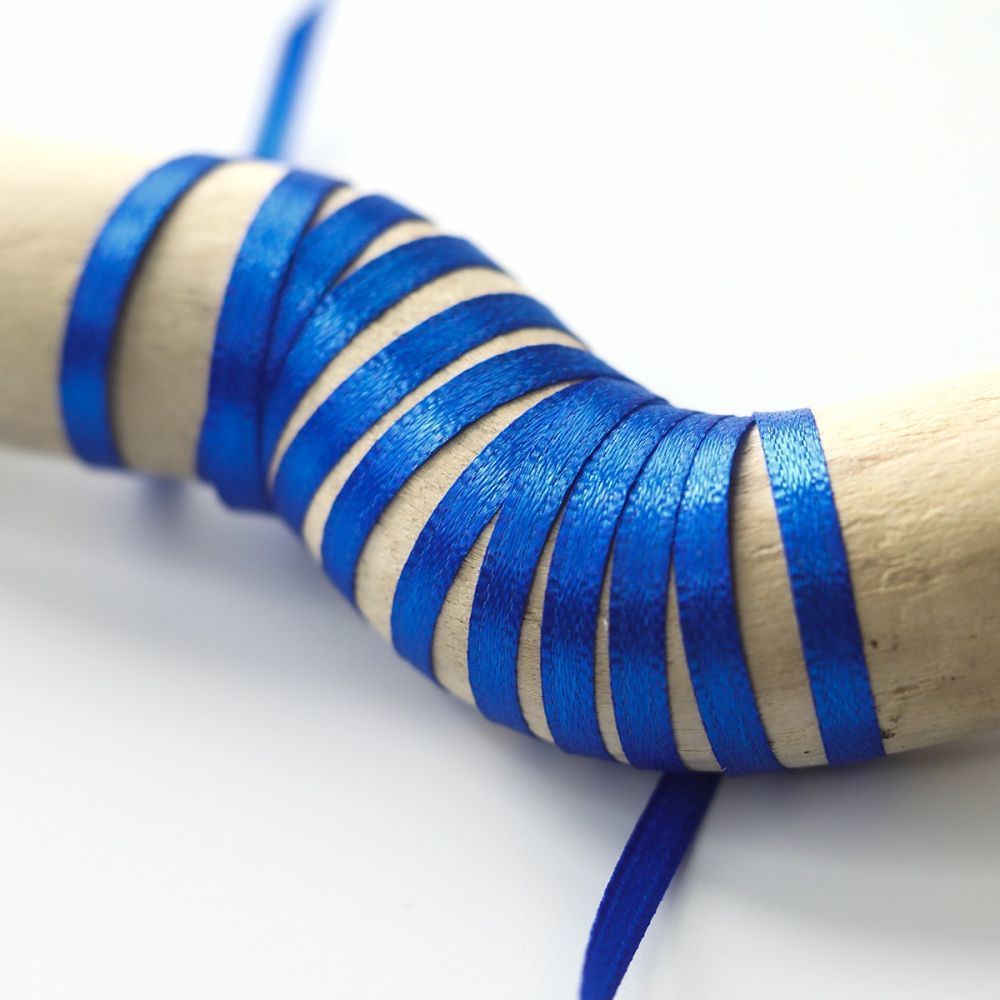 лента, атлас, цвет синий яркий, ширина 3 мм ленты