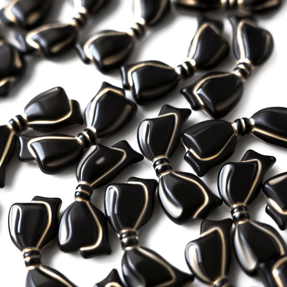 бусина, акрил "бантик-антик", цвет чёрный, 13.5x29x6 мм