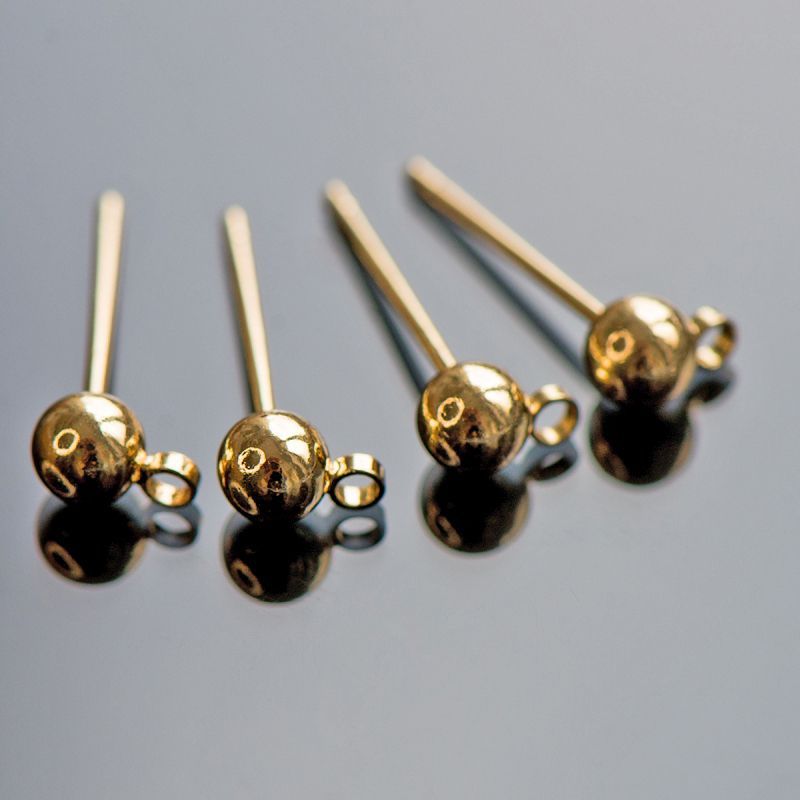 пуссеты "шарик", позолоченные, 16x6x4 мм