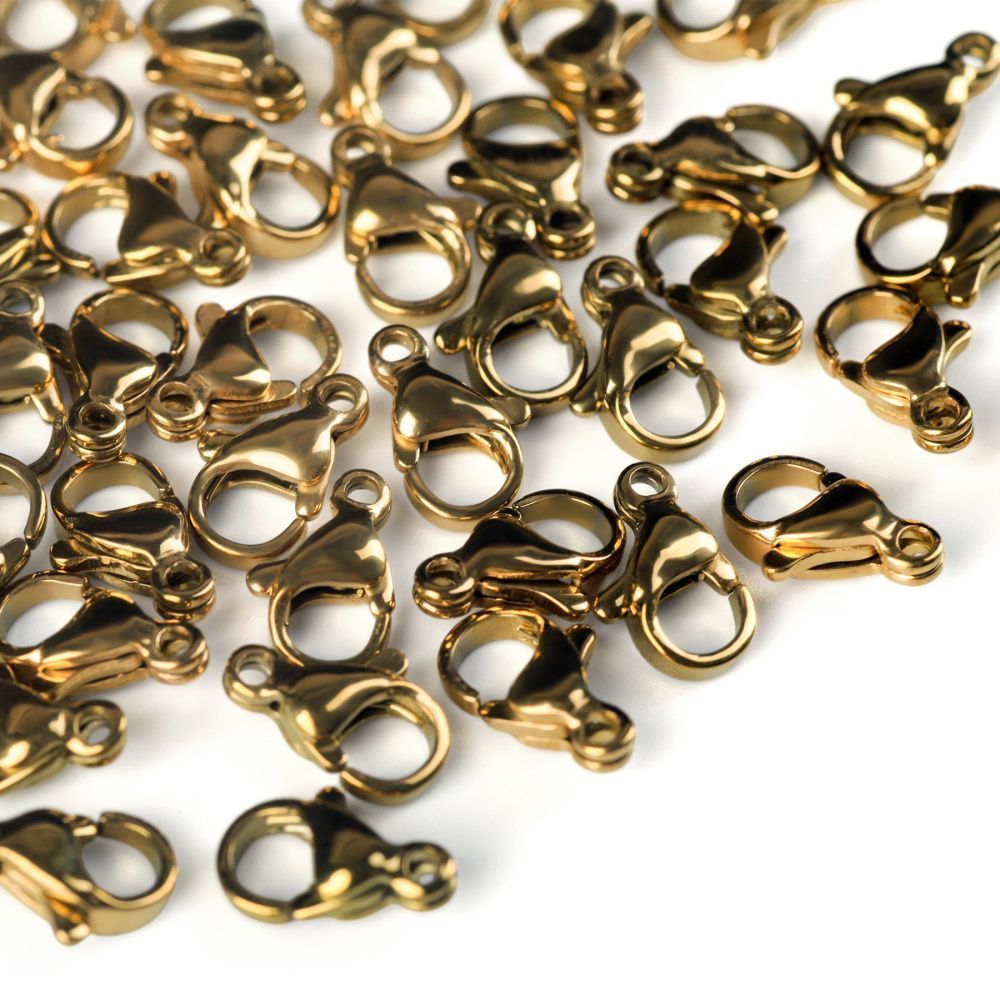 замочек-лобстер, 304 stainless steel, позолота, 10x6.3x3.2 мм