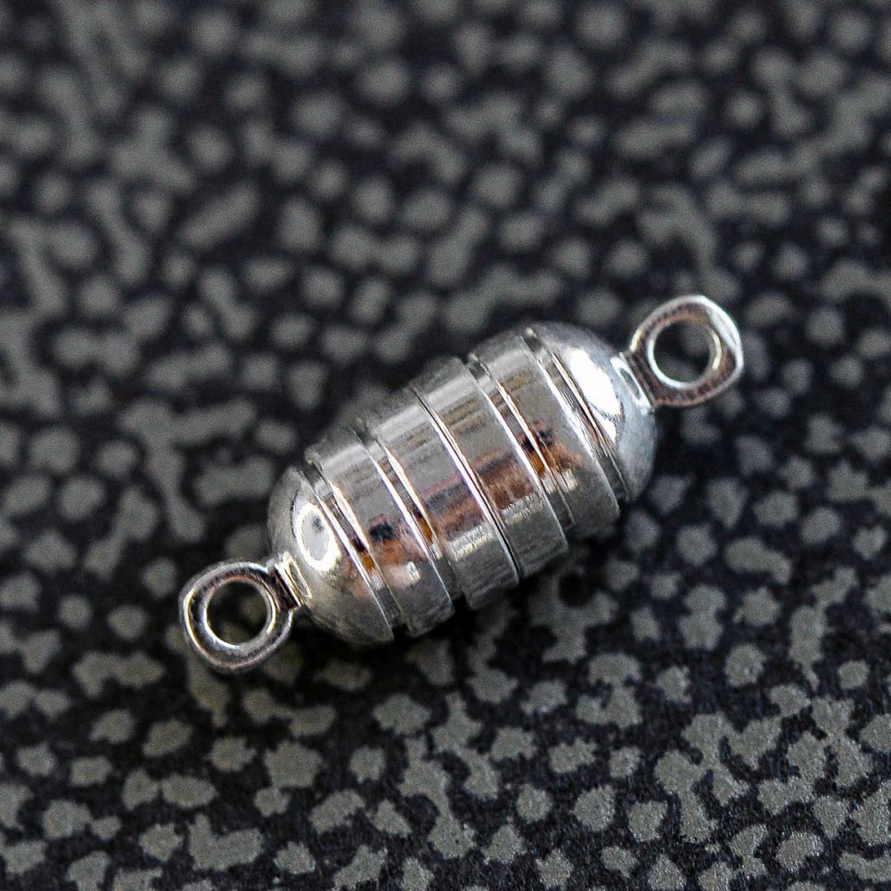 Замочки застежка магнитная "буллет", цвет серебро, 15x5 мм