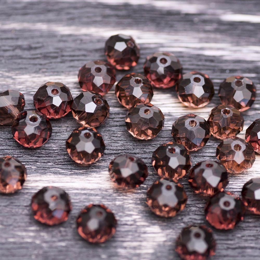 бусина, стекло абакус 8, граненая, цвет сливовый, 8х6 мм