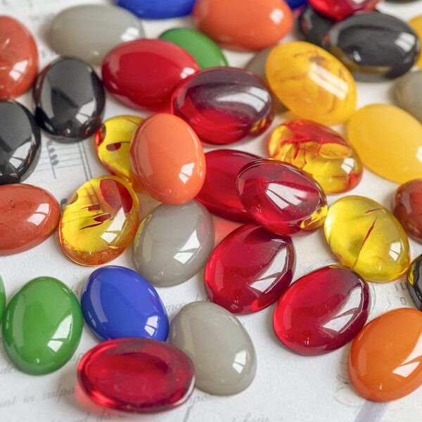 кабошон из смолы "джелли" овальный, цветовой микс, 18x13x5.5 мм