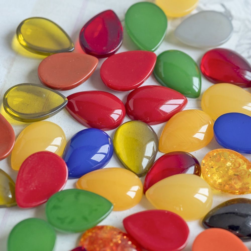 кабошон из смолы "джелли" капля, цветовой микс, 18.5x13x5 мм