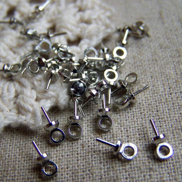 бейл "гвоздик", цвет серебро, 7x3 мм (уп. 10 шт)