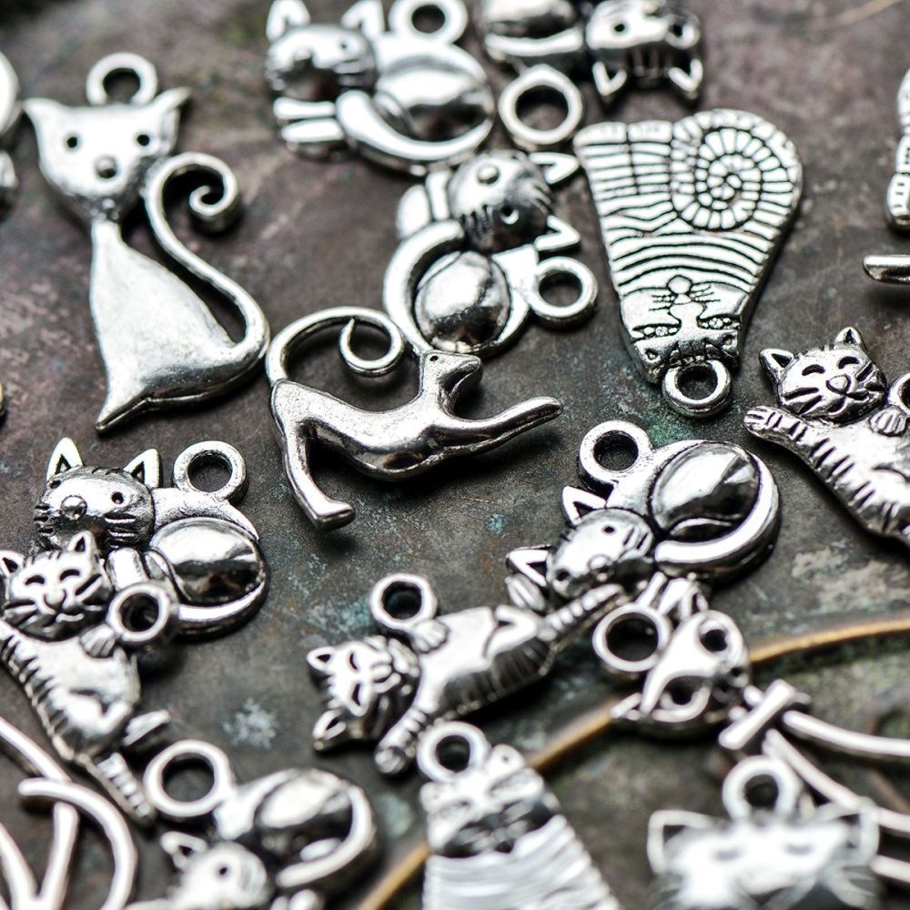 микс металлический из подвесок "котики", размерный микс (уп 20 г)