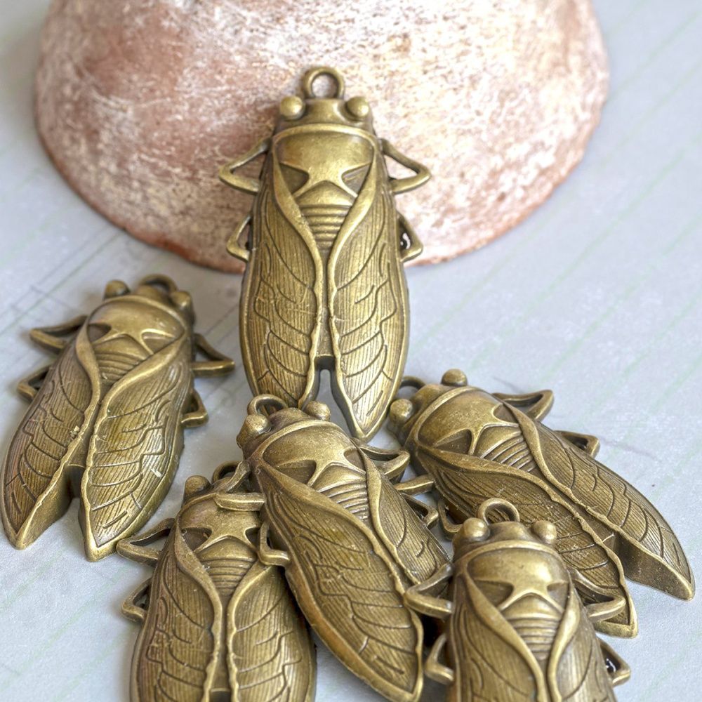 подвеска металлическая "цикада", цвет античная бронза, 61x33 мм