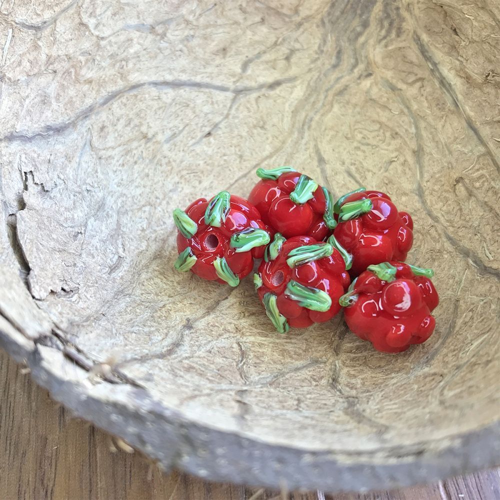 бусина, мурано "морошка", светло-оранжевый, 14х12 мм