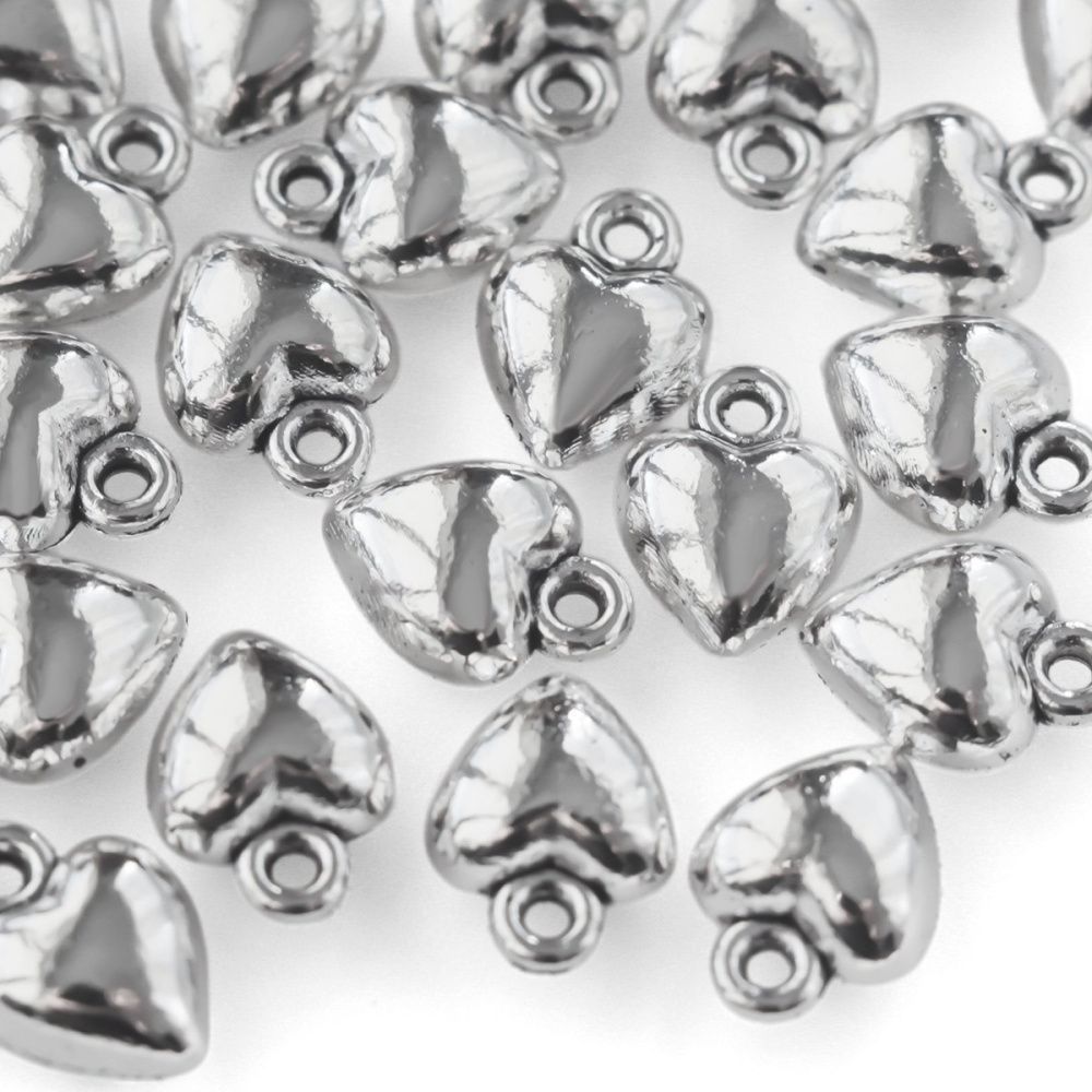 подвеска металл "сердце 3д", цвет античное серебро, 10x7x5 мм