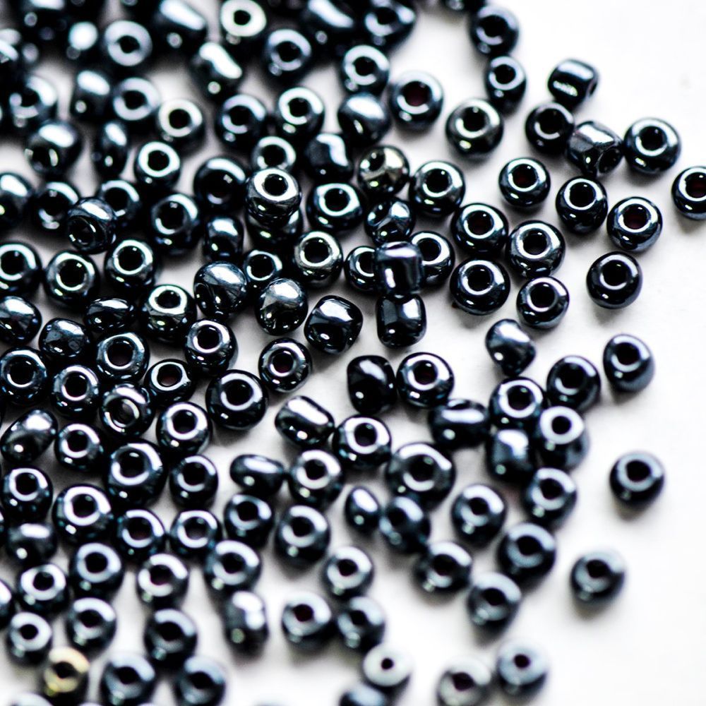 бисер "радуга", цвет черный люстровый, 12/0 (уп 7 г)