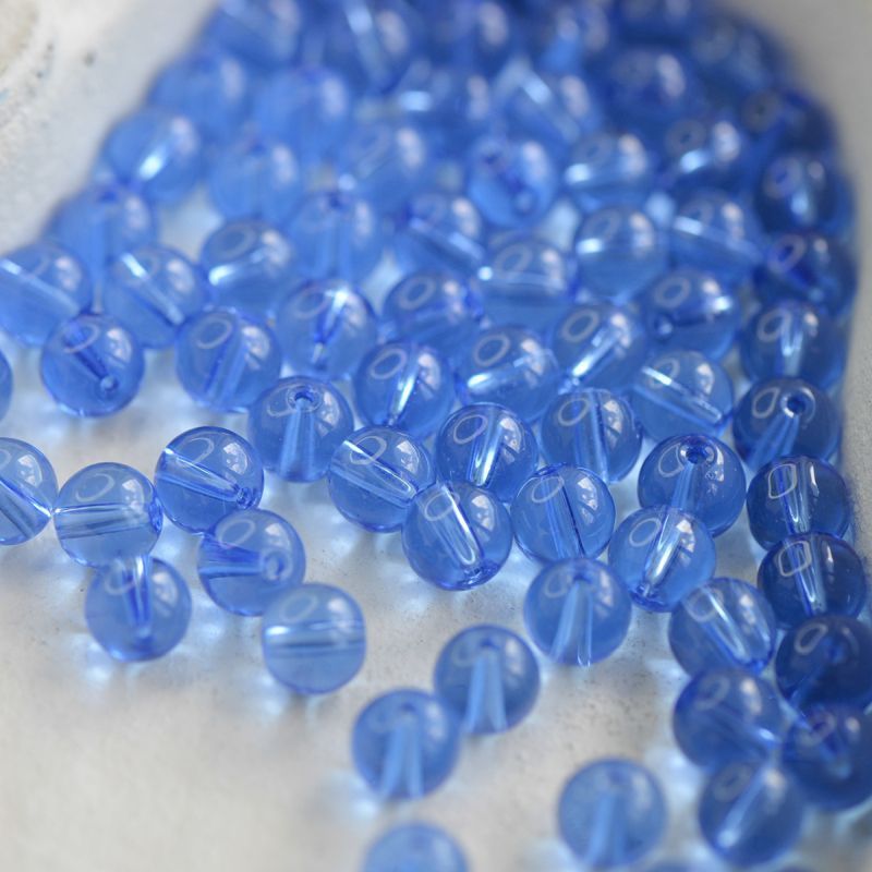 бусина, стекло 8, цвет небесно-голубой, 8 мм