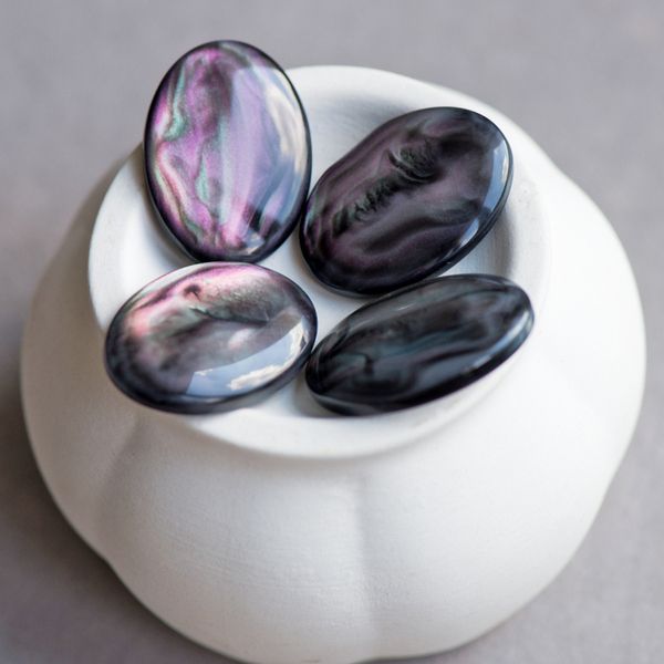 кабошон из смолы, имитация ракушки, цвет черно-зеленый, 25х19 мм