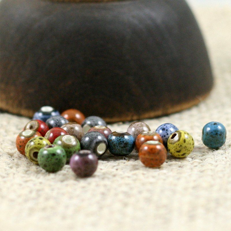 бусина, керамика "антик", цветовой микс, 6 мм