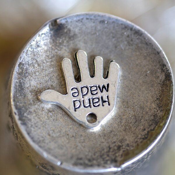 подвеска металлическая "hand made", цвет античное серебро, 12х10х1 мм