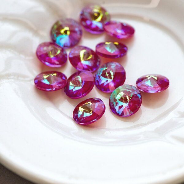 кабошон стекло риволи, цвет siam shimmer, 14х7 мм