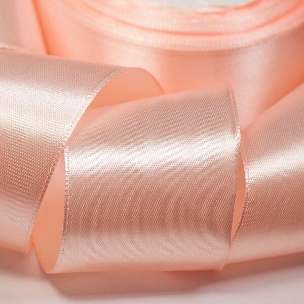 лента, атлас, цвет персиковый светлый, ширина 50 мм ленты