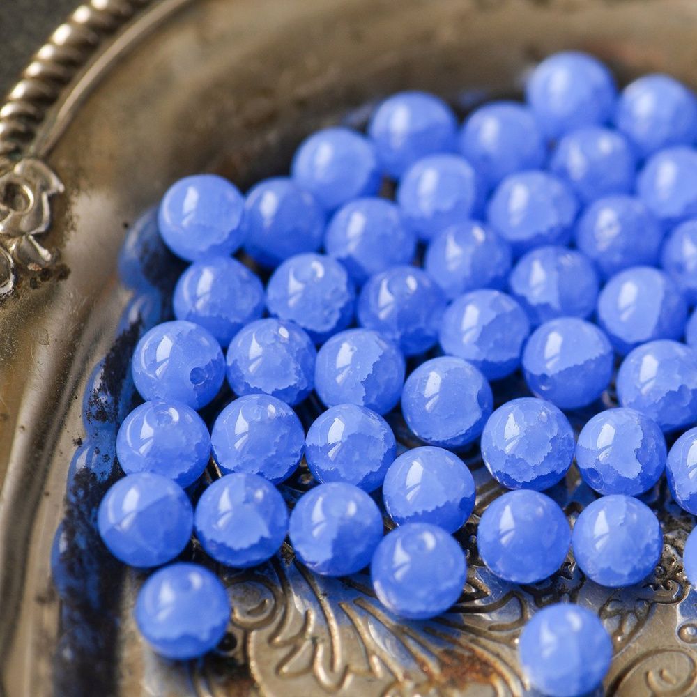 бусина, имитация нефрита, стекло 8, цвет лавандовый, 8 мм