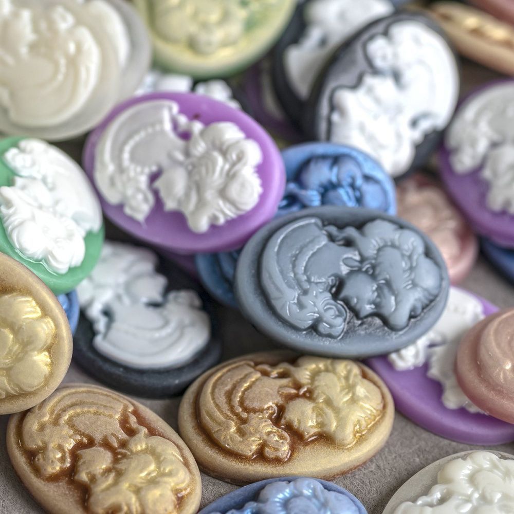 кабошон акриловый "камея", цветовой микс, 13х18 мм