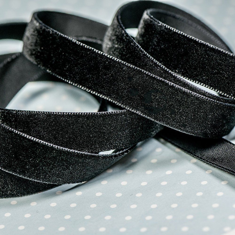 лента, бархат, цвет черный, ширина 12.7 мм ленты