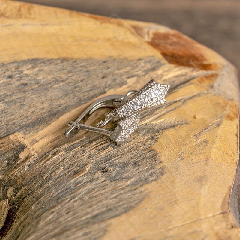 швензы "стелла", с цирконием, цвет платина, 18х11х1.5 мм 