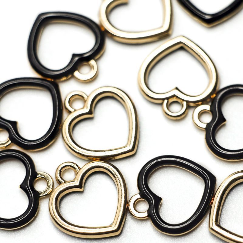 подвеска металлическая "сердечко", эмаль, цвет черный, 14x13x1.6 мм