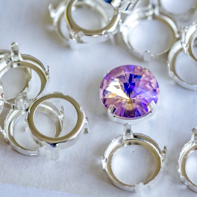 цапы для стразов круглые, открытые, серебро, 14 мм