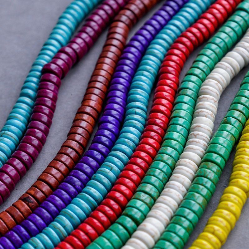 бусина говлит синтетический "хейши", рондель, цветовой микс, 8х4 мм