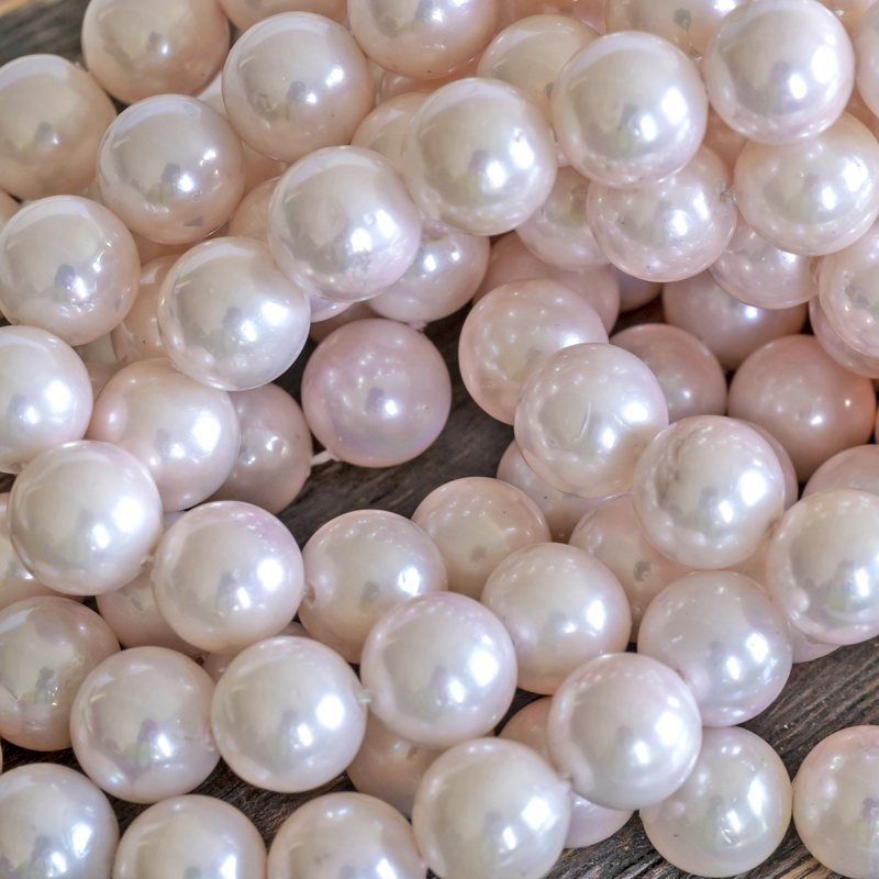 ракушечный жемчуг круглый, цвет светло-розовый, 8 мм