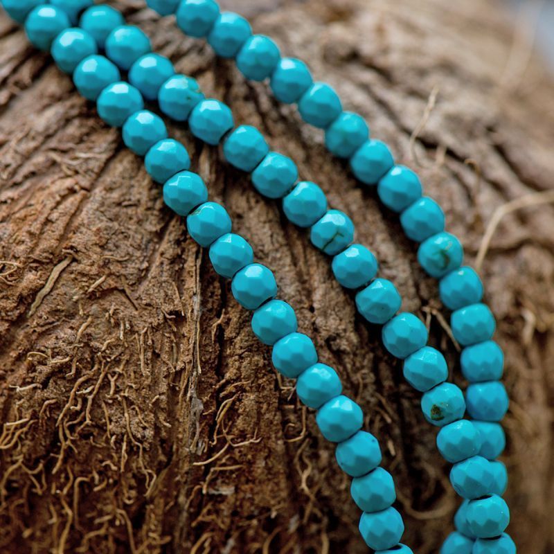 бусина говлит (хаулит), граненая, цвет античный голубой, 4 мм