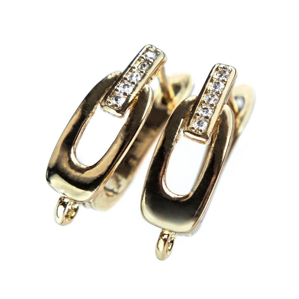 швензы "клеменс", с цирконием, цвет золото, 17.5x6x11.5 мм