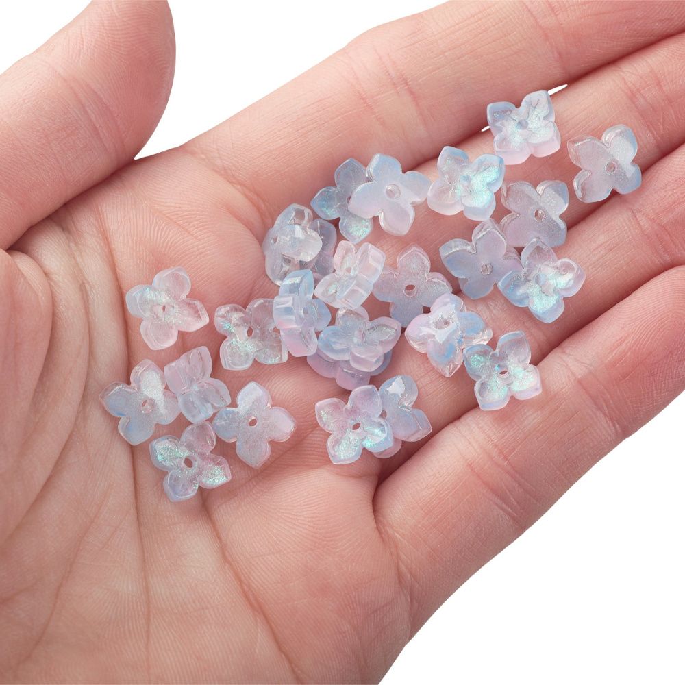 бусина "вероника", стекло, цвет св.голубой, 10x10x3.5 мм