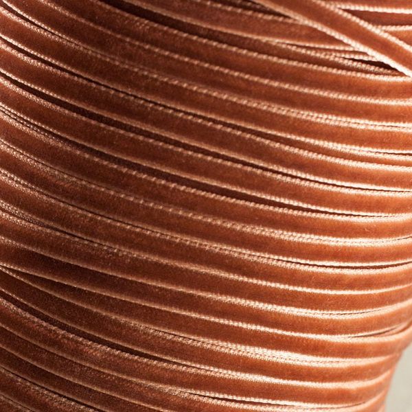 лента, бархат, цвет коньячный, ширина 3 мм ленты