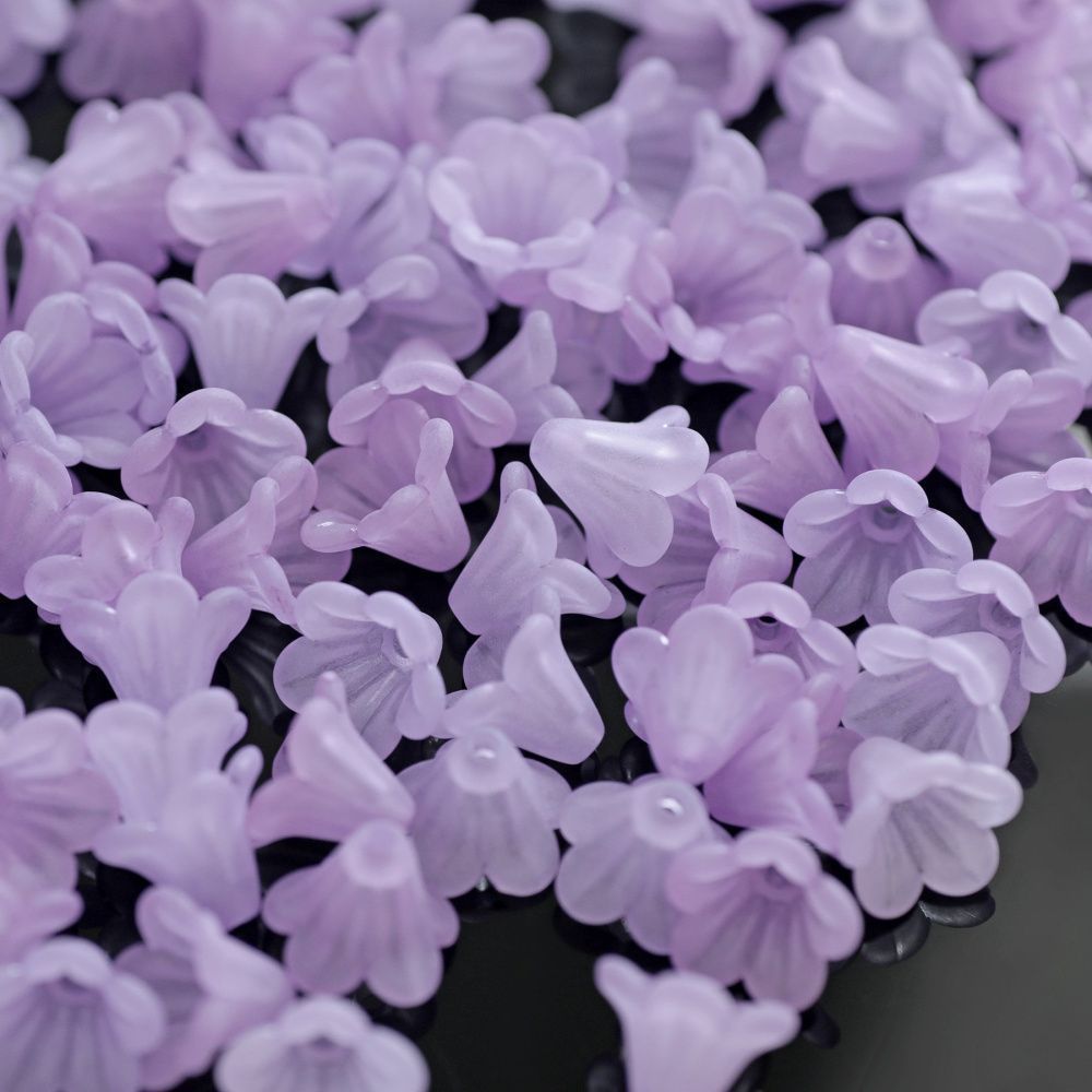 бусина, акрил "колокольчик", матовая, цвет светло-фиолетовый микс, 14x10 мм