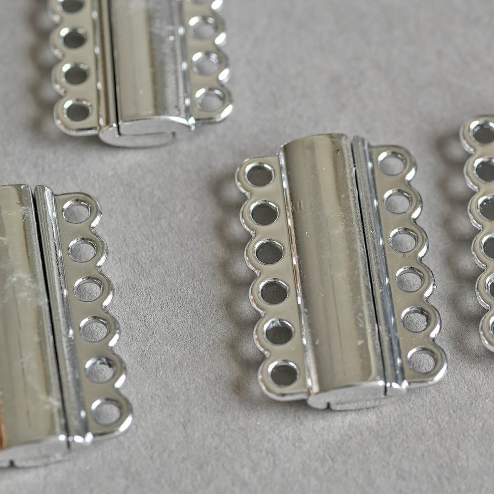 Замочки застежка магнитная "пенал", цвет платина, 34x21x6 мм