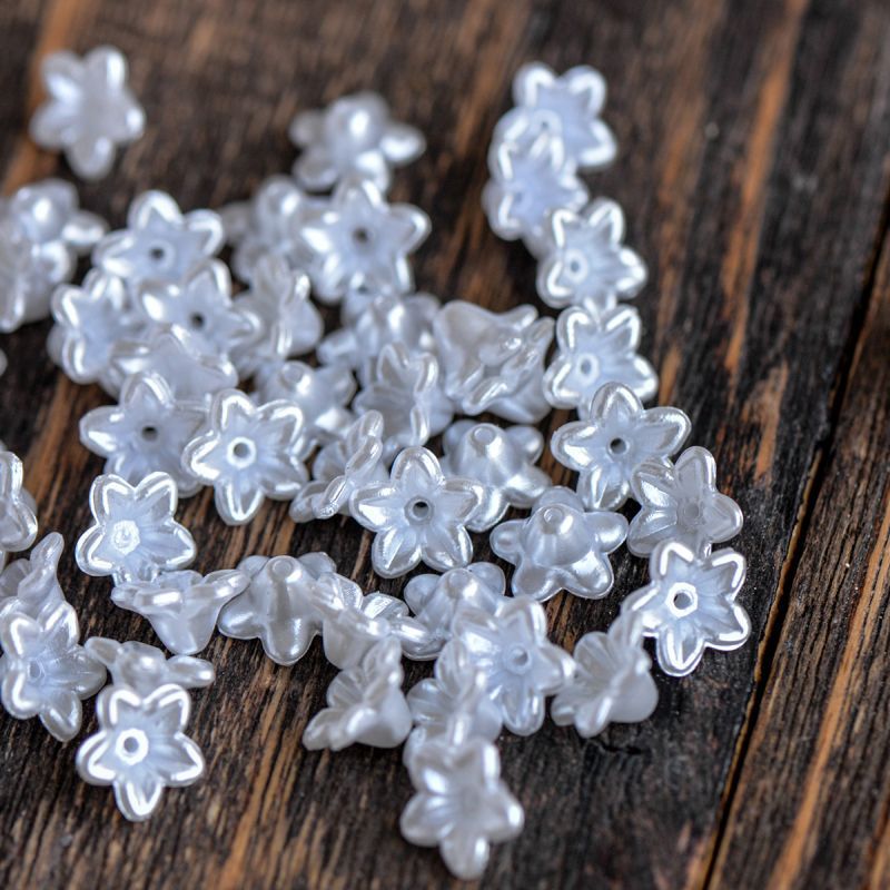 бусина, имитация жемчуга "колокольчик", цвет белый, 10x10.5x5 мм