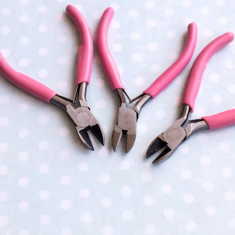 инструмент, кусачки-бокорезы, розовые ручки, 105x75x9 мм