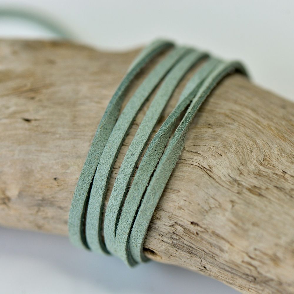 шнур из искусственной замши, грязный зелено-голубой, 3х1.4 мм