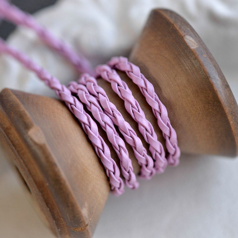 шнур, имитация кожи, плетеный, цвет розовый, 3 мм