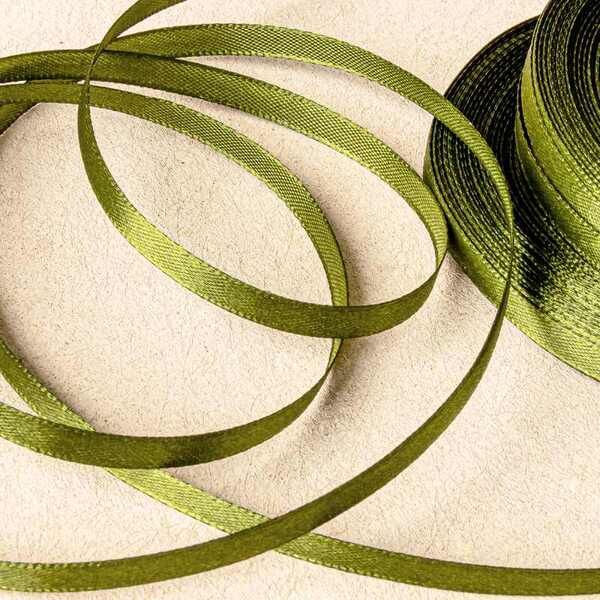 лента, атлас, цвет оливковый темный, ширина 6 мм ленты